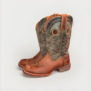 Durango Womens 12” Wheat and Tidal Teal Rebel Pro Square Toe Size 10 M Slip Oil